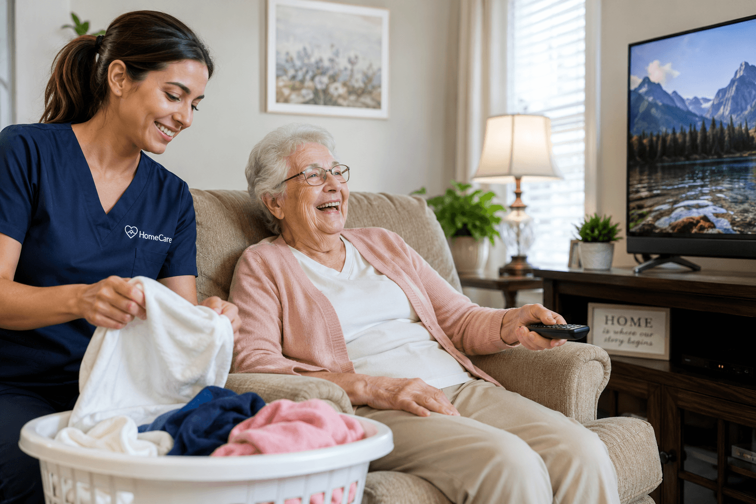 Caregiver helping a senior at home